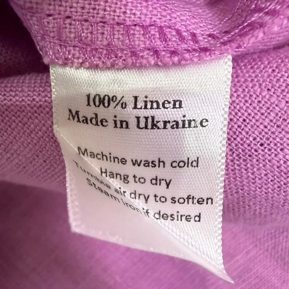 NWT Crown Linen Designs Celine 100% Linen Nightgown Purple Size XS/S